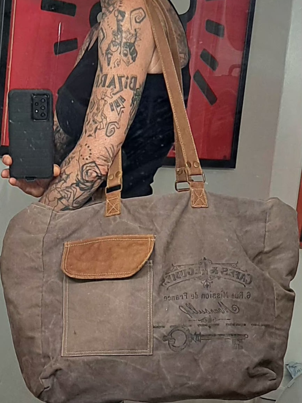 Myra Cafe And Legumes XL Canvas Tote Bag